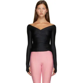 Balenciaga Black V-Neck Wrap Top