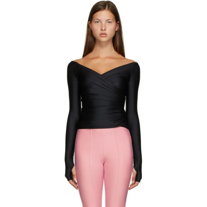 Balenciaga Black V-Neck Wrap Top