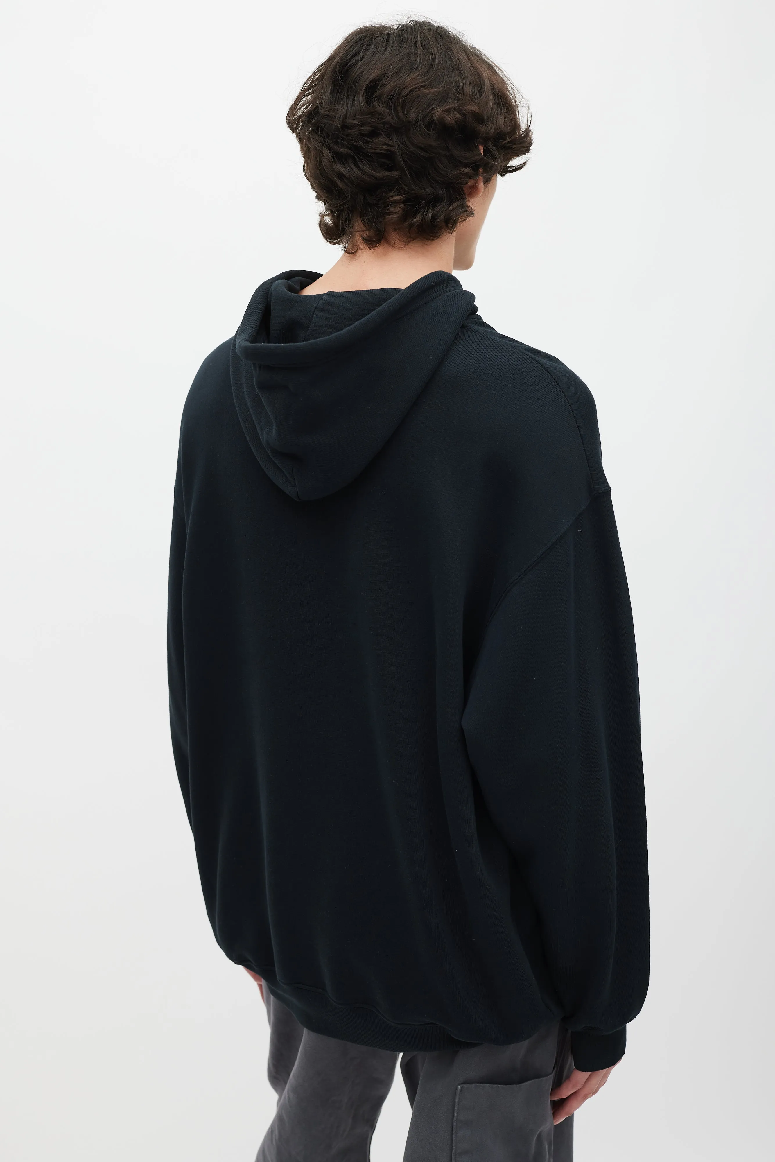 Black & Multicolour Embroidered Logo Hoodie