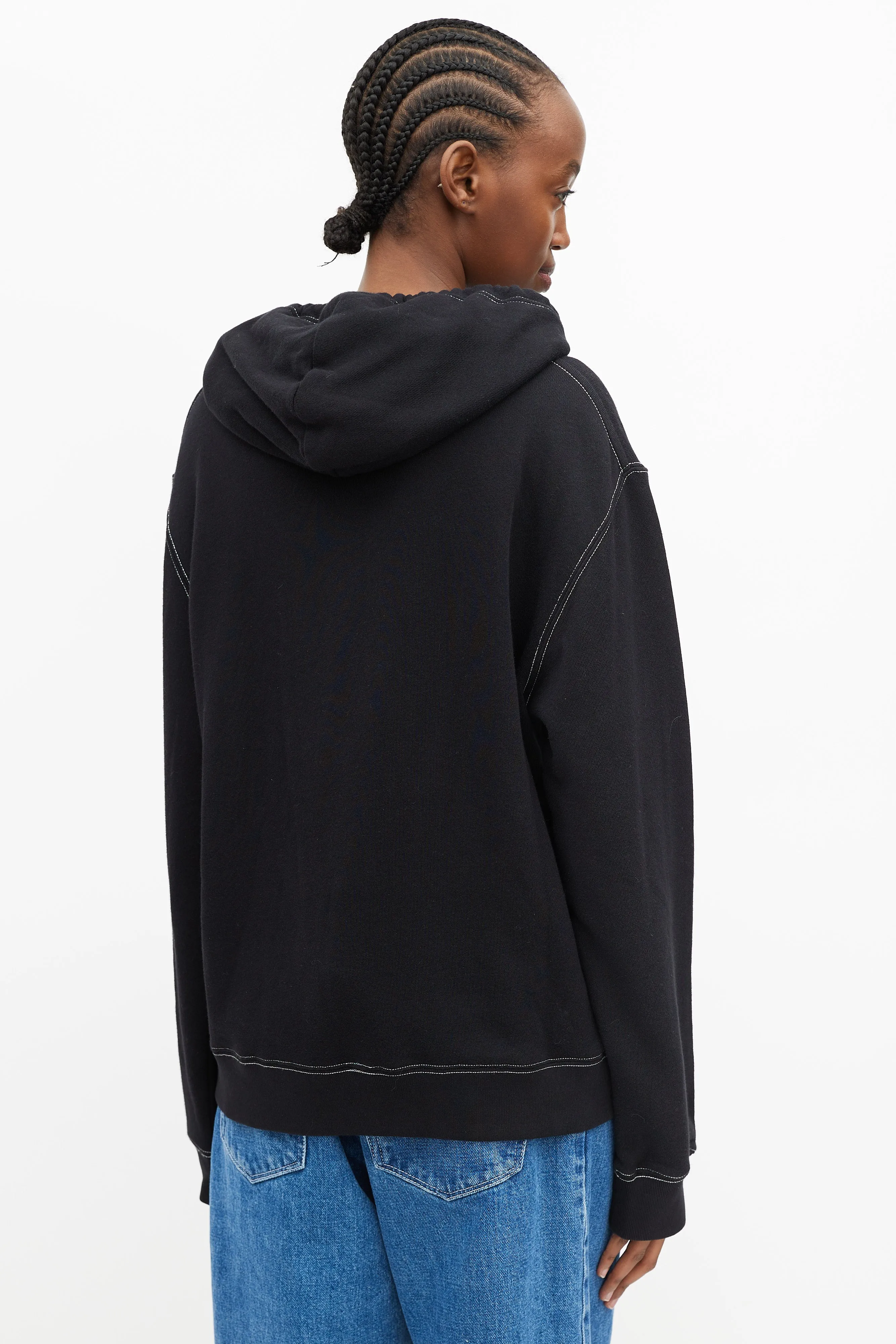 Black & White Embroidered Anagram Logo Hoodie