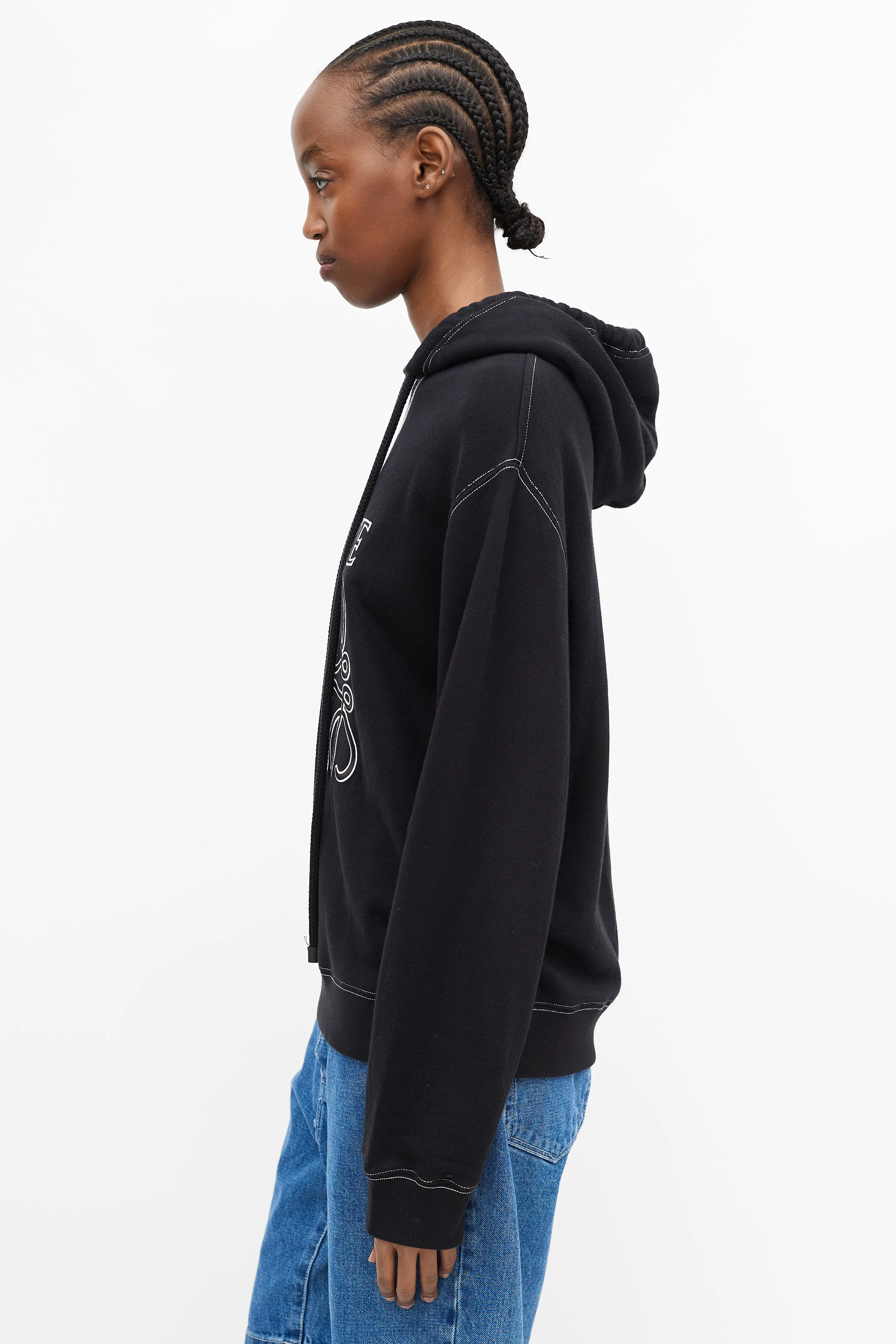 Black & White Embroidered Anagram Logo Hoodie