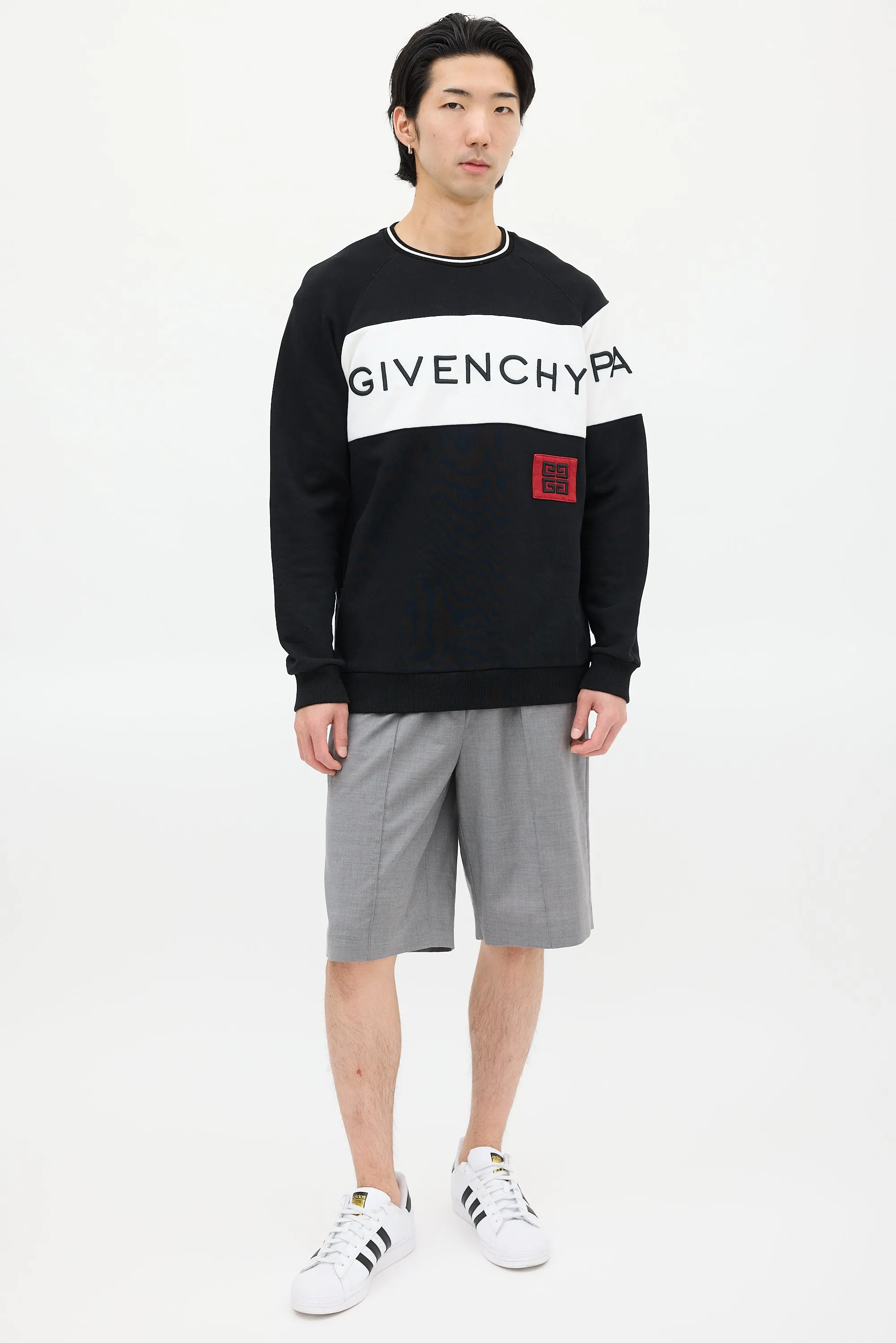 Black & White Embroidered Logo Sweatshirt