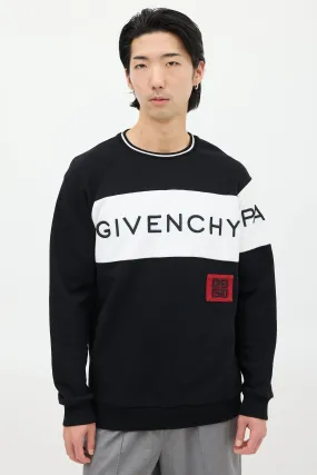 Black & White Embroidered Logo Sweatshirt