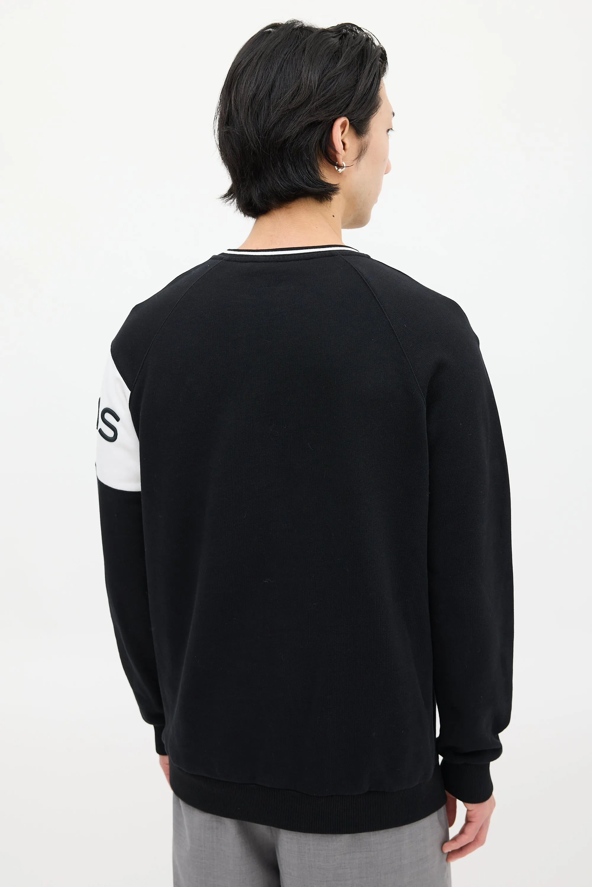 Black & White Embroidered Logo Sweatshirt