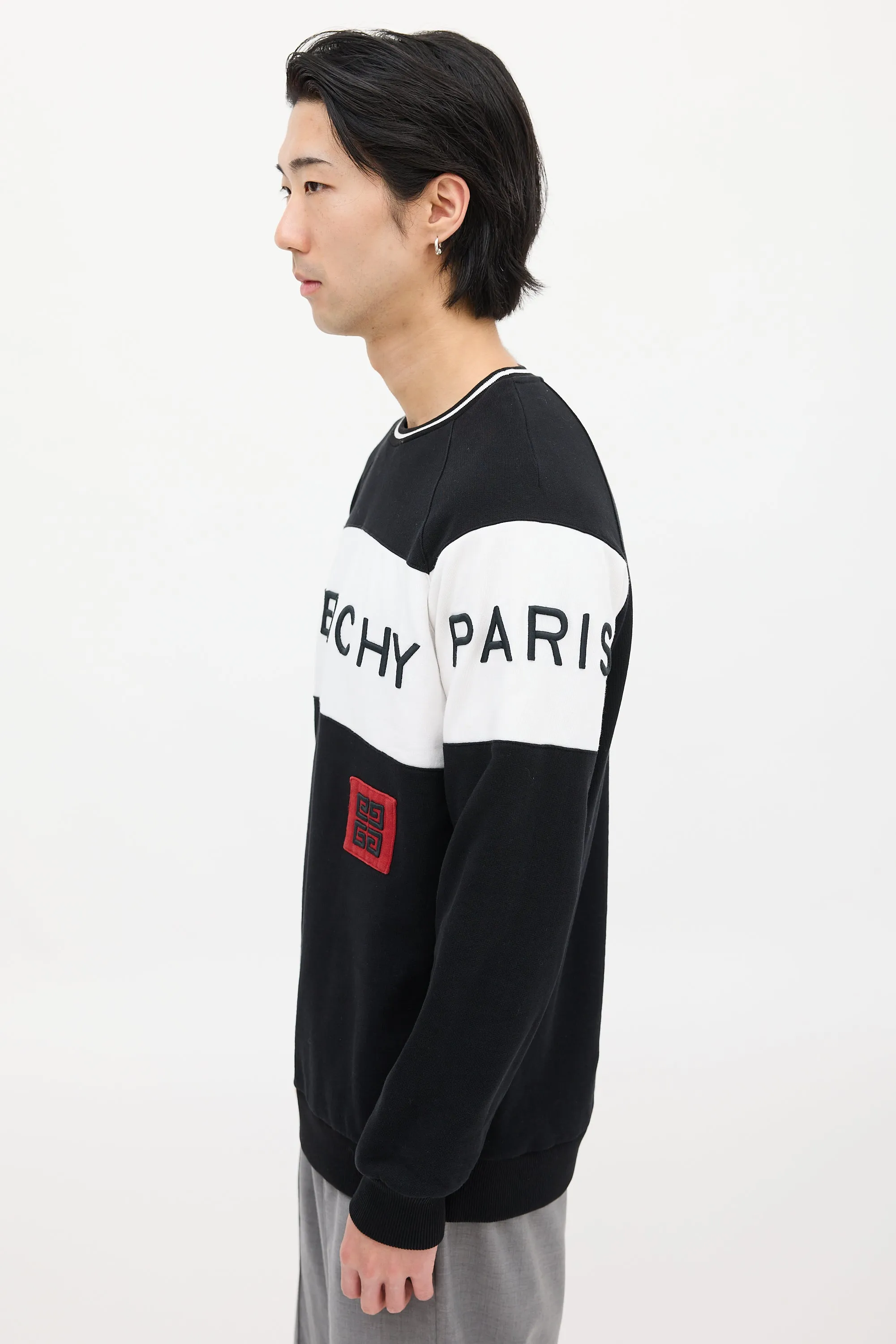 Black & White Embroidered Logo Sweatshirt