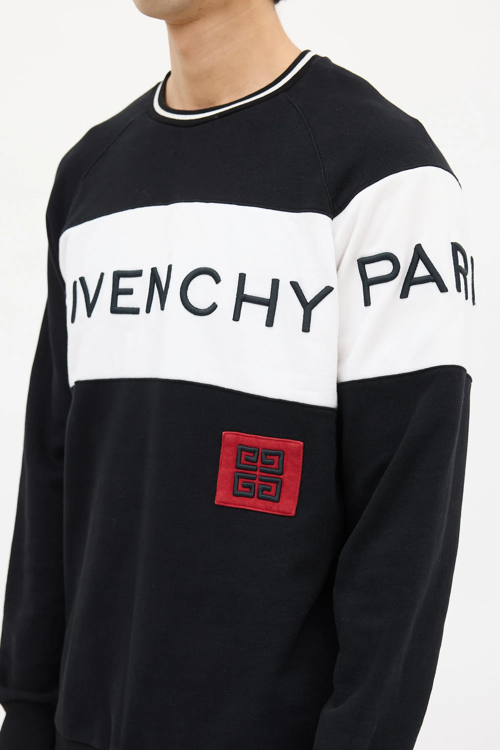 Black & White Embroidered Logo Sweatshirt