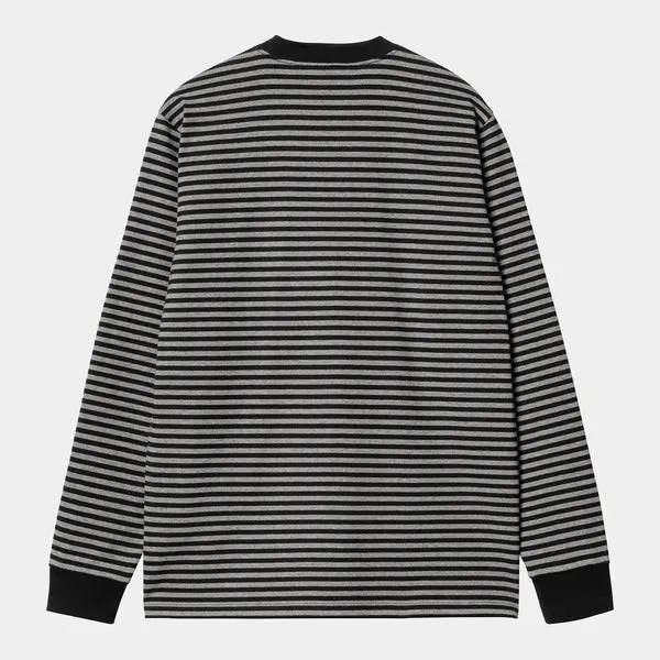 Carhartt WIP LS Verner Pocket T-Shirt - Black / Dark Grey Heather