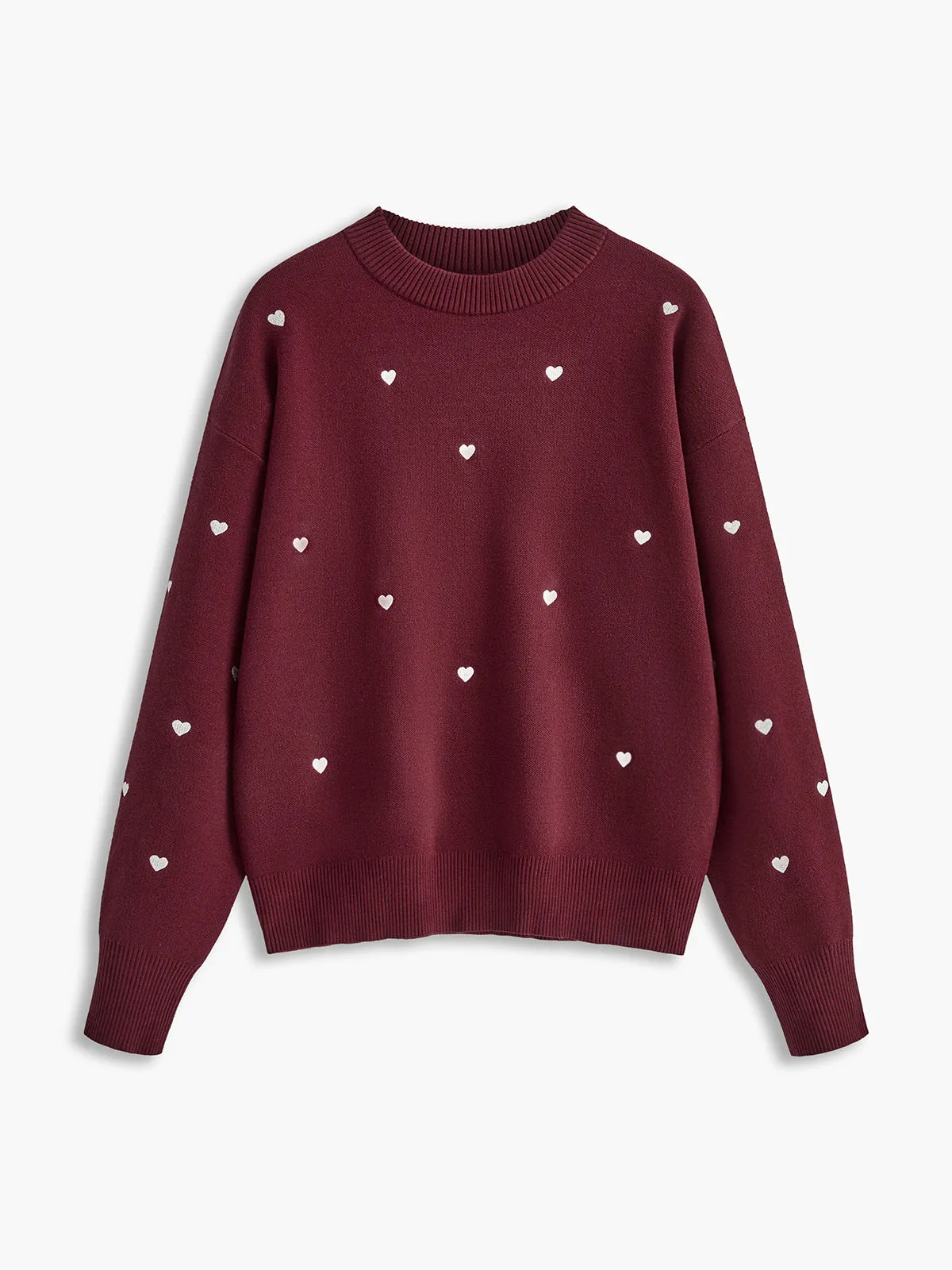 Embroidered Heart Oversized Knit Sweater