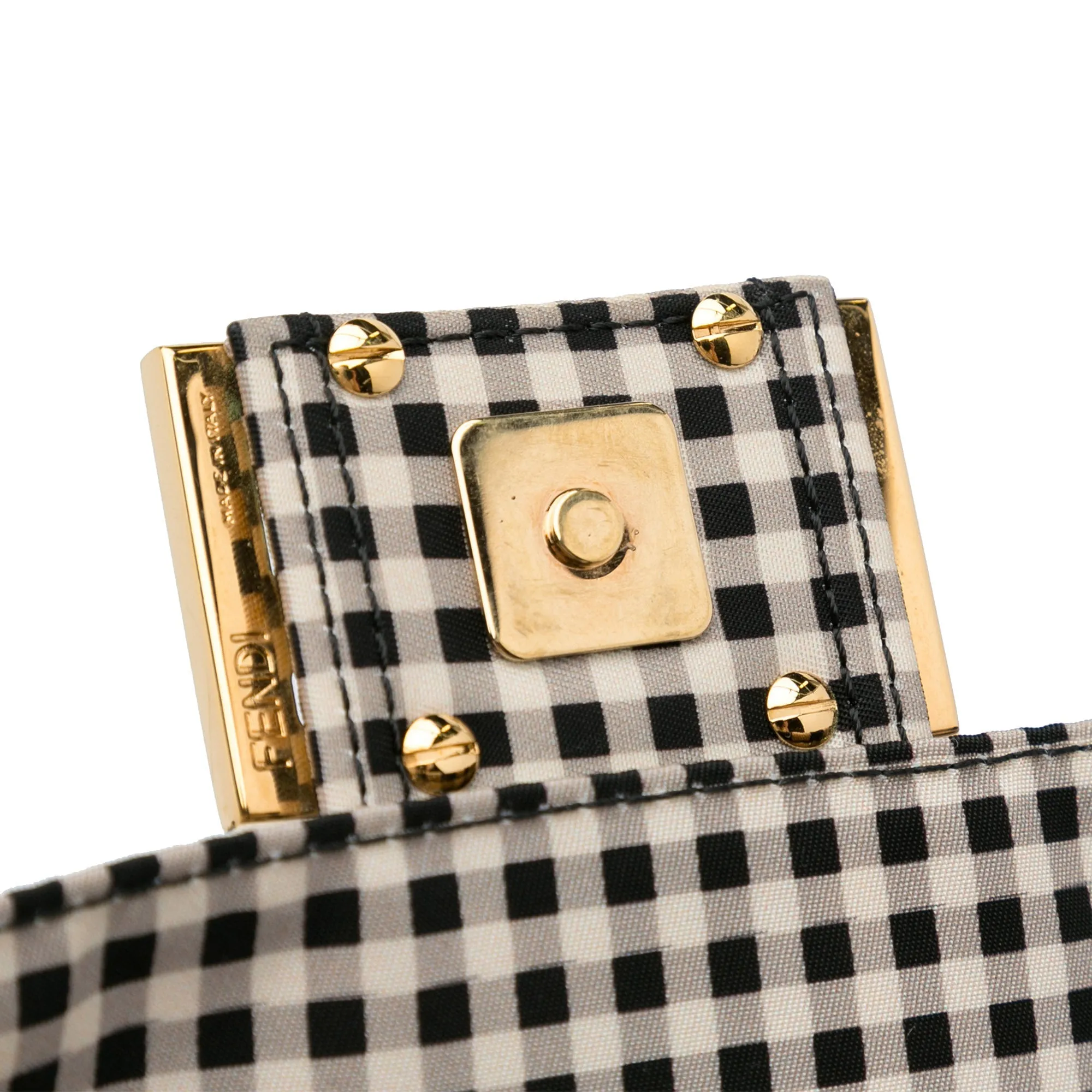 Fendi Joshua Vides Convertible Baguette White Black Checked Canvas