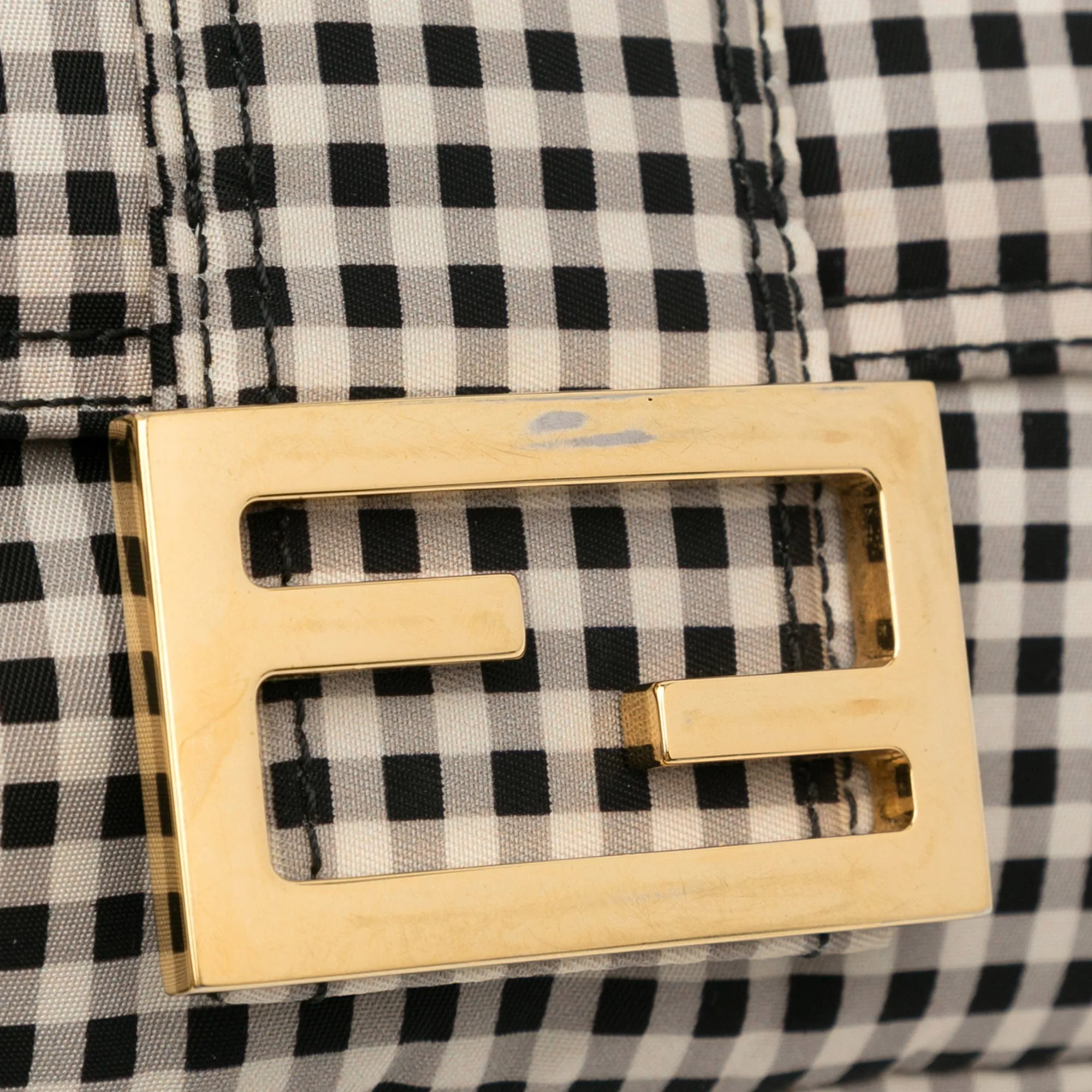 Fendi Joshua Vides Convertible Baguette White Black Checked Canvas