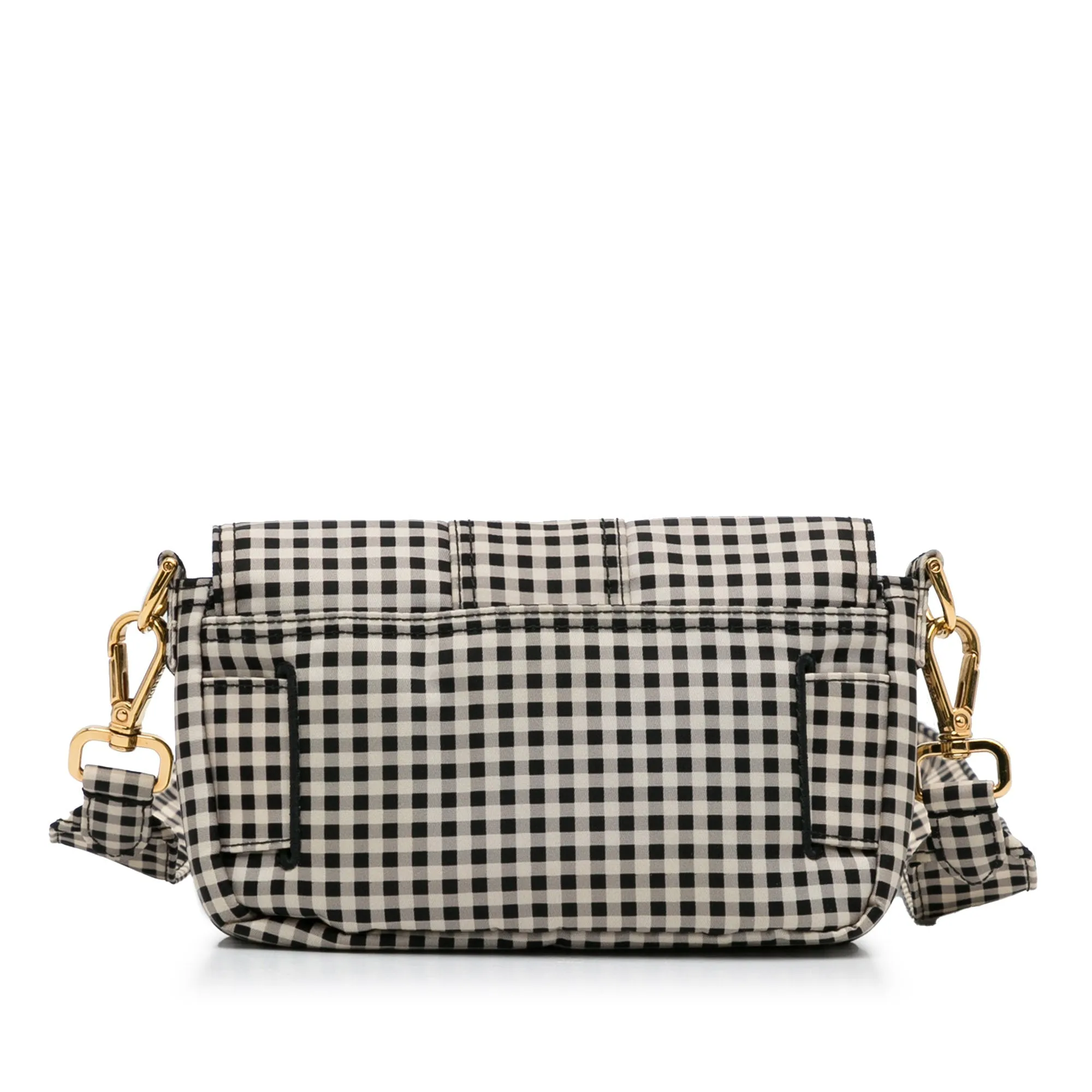 Fendi Joshua Vides Convertible Baguette White Black Checked Canvas