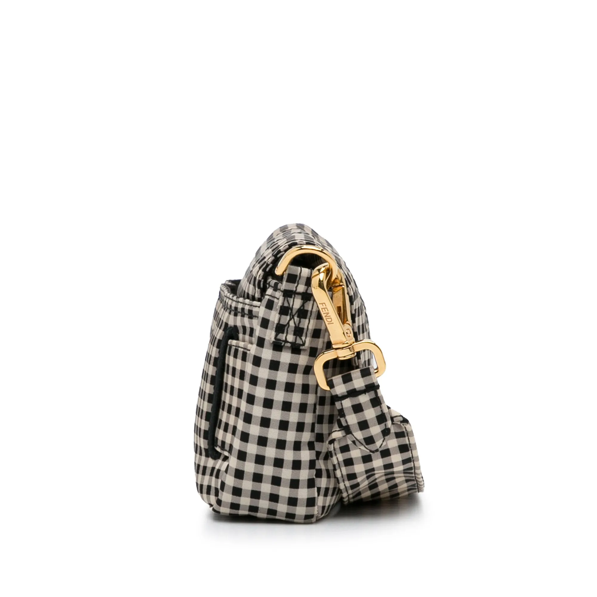 Fendi Joshua Vides Convertible Baguette White Black Checked Canvas