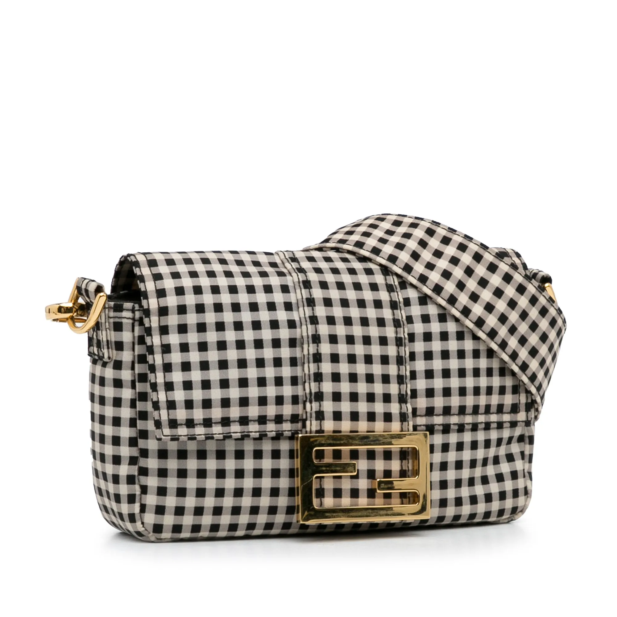 Fendi Joshua Vides Convertible Baguette White Black Checked Canvas