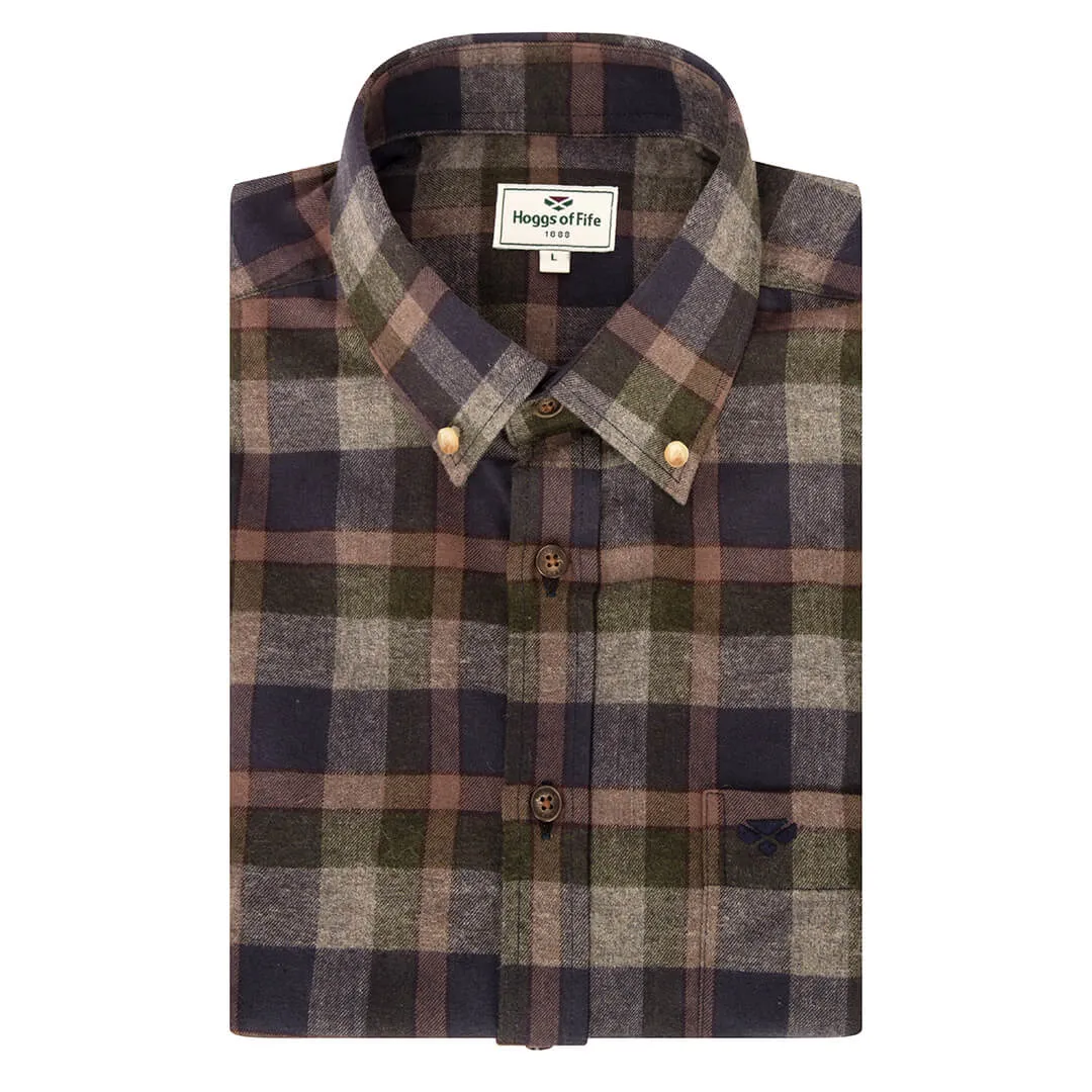 Kirkwall Brushed Flannel Check Shirt - Navy/Green Check by Hoggs of Fife