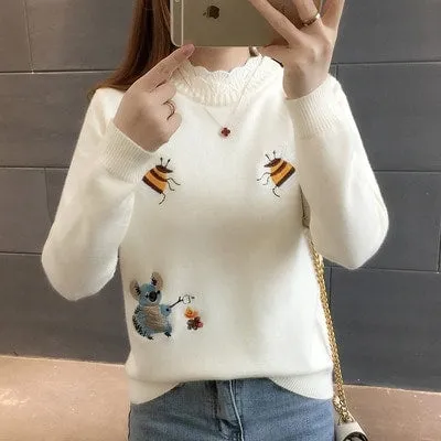 Little Bee Embroidery Sweater