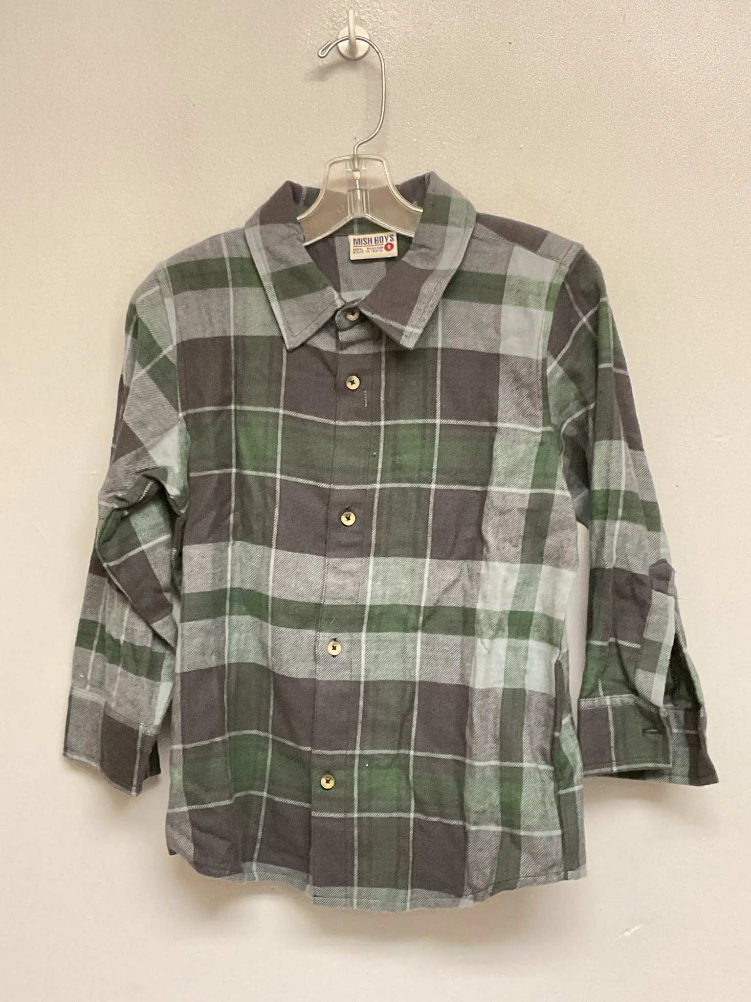 Mish Boys Size 6 Blue & Green Plaid Flannel Boys Shirts & Polos