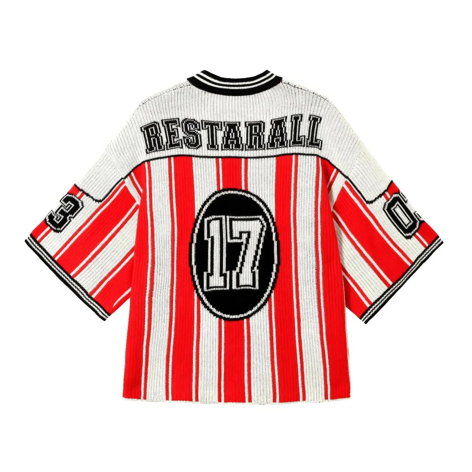 Oversized Striped Knit Baseball Jersey