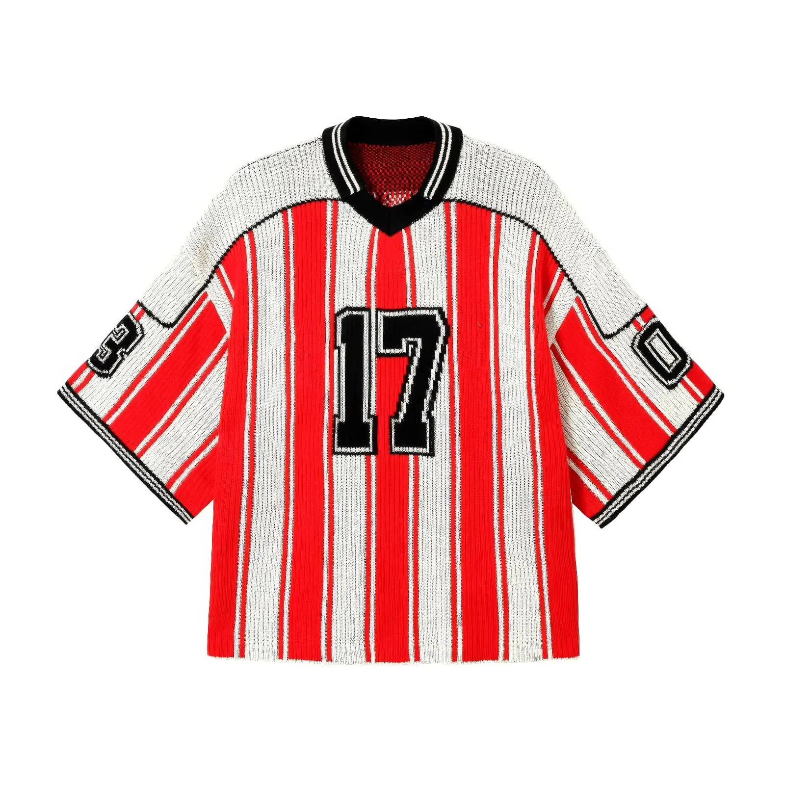 Oversized Striped Knit Baseball Jersey