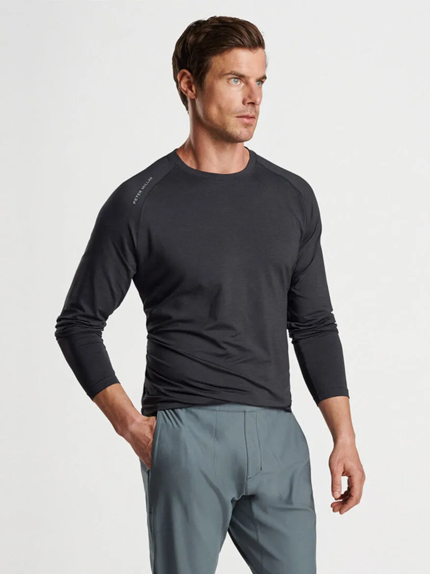 Peter Millar Aurora Performance Long-Sleeve T-Shirt in Black