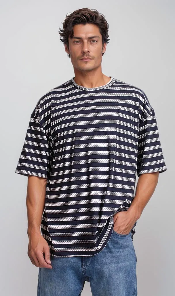 R208464 -Striped Jacquard T-Shirt - Black & White
