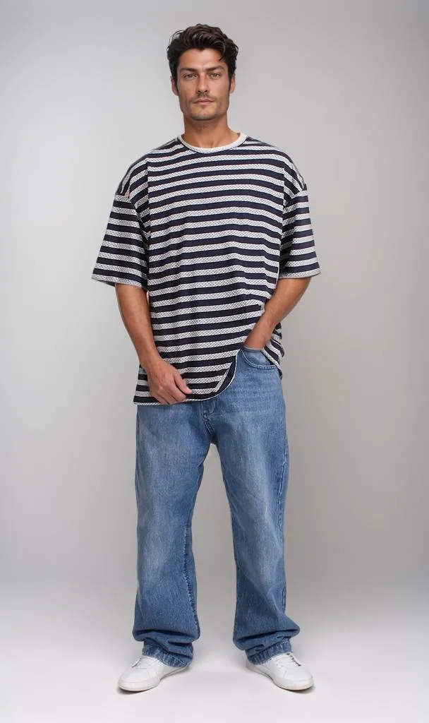 R208464 -Striped Jacquard T-Shirt - Black & White