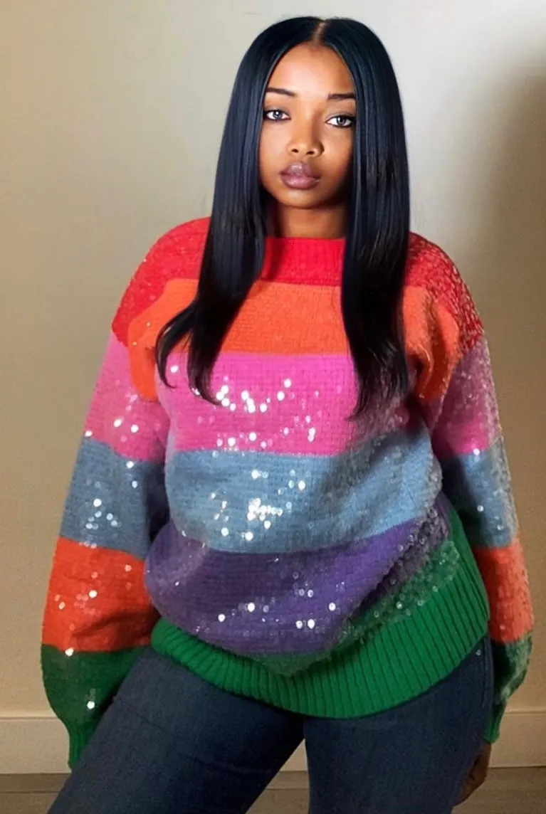 Rainbow Sequence Pullover