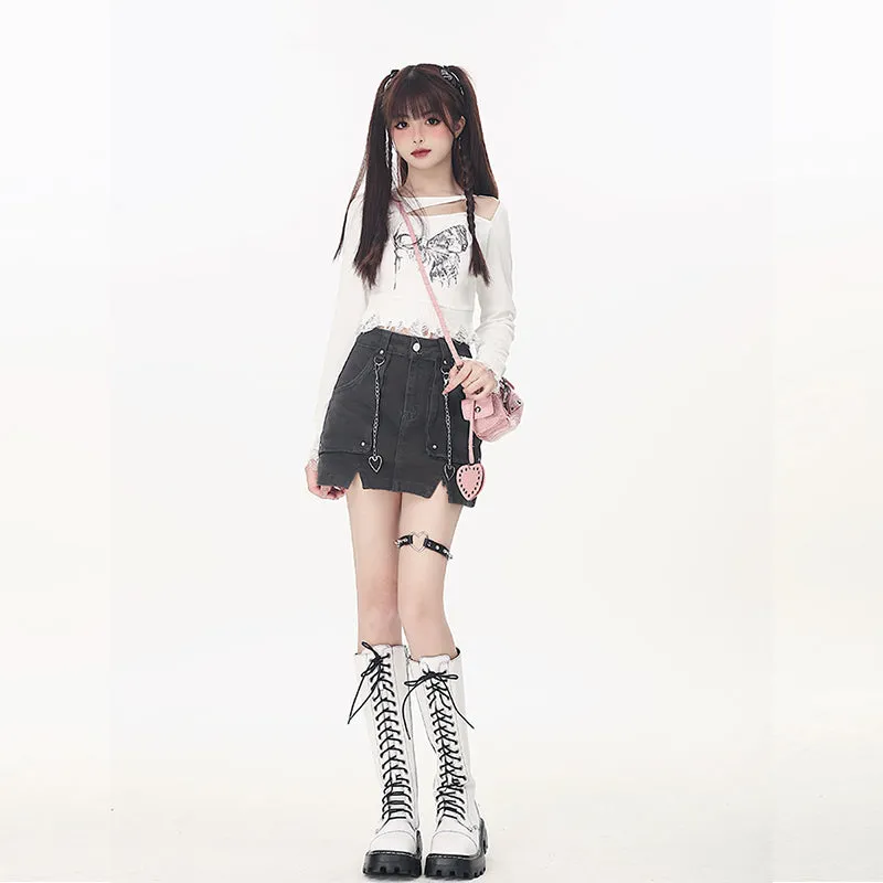 Sweet Cool Style Black Loose All-match Sweater