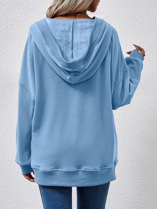 TastyHottie - V-Neck Drop Shoulder Long Sleeve Hoodie